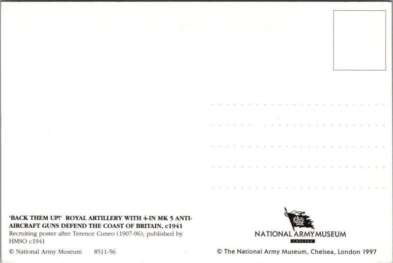 Military Art Postcard - Anti Aircraft Guns Defend The Coast, Unused RR22384