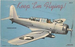 1940's Vindicator Military Aircraft WW2 Linen 8005 postcard