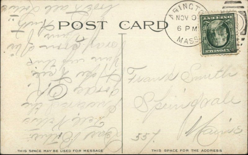 Brockton MA Flying Squadron Fire Engine & Crew c1910 Postcard