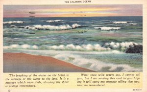Vintage Postcard 1936 The Atlantic Ocean Breaking Waves Scenic Wild Beach Water