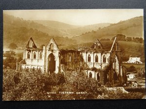 Monmouthshire TINTERN ABBEY showing Scaffolding - Old RP Postcard by Graphotone