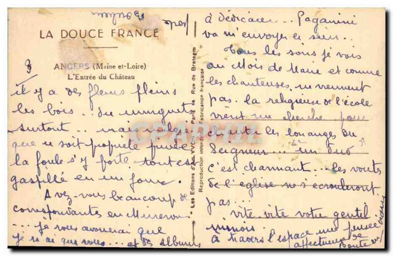 Old Postcard Angers L & # 39entree du Chateau