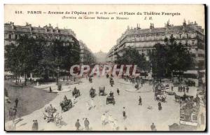 Paris Old Postcard Avenue of & # 39Opera and instead of french theater (Fount...