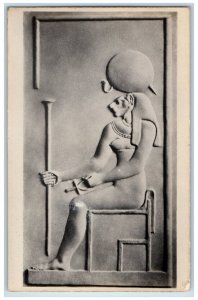 c1920's Goddess Sekhmet Statue Hieroglyphs Karnak Egypt RPPC Unposted Postcard