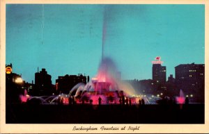 Illinois Chicago Buckingham Fountain At Night 1965