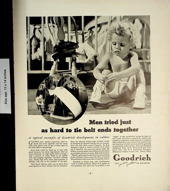 1937 Goodrich All Products Problems in Rubber Tire Baby Vintage Print Ad 5961