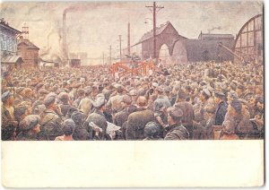 Lenin 1917 Russian Revolution Putilov Factory Petrograd 4x6 Antique Postcard