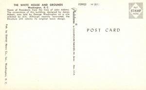 Vintage Postcard The White House and Grounds President's Home Washington DC DNCI