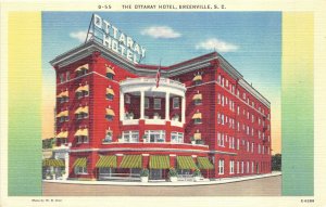 Greenville South Carolina 1940s Postcard The Ottaray Hotel