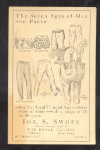 HUMBOLDT IOWA JOS. SWOPE CLOTHING STORE UNDERWEAR PANTS ADVERTISING POSTCARD