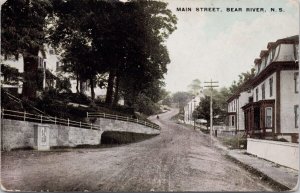 Main Street Bear River Nova Scotia 1912 Tate Sask Split Ring Cancel Postcard H50