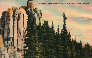 Vintage Postcard 1945 Harney Peak Lookout Tower Black Hills South Dakota SD