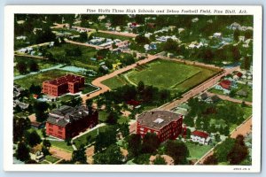 c1940 Pine Bluff Arkansas AK Postcard Three High Schools Zebra Football Field
