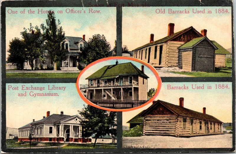 Scenes Fort Missoula Multiview Postcard PM 1924 WOB Note VTG Vintage  