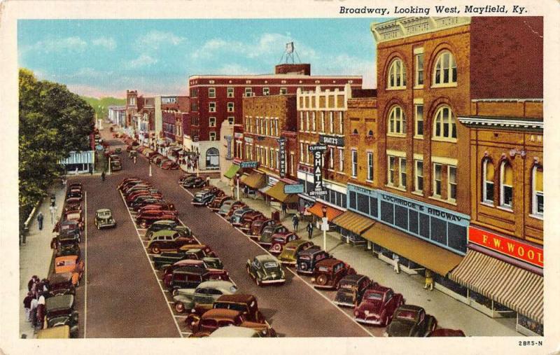 Mayfield Kentucky Broadway Store Fronts Street View Antique Postcard K21971