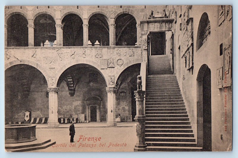 Florence Italy Postcard Courtyard of the Podesta Palace c1905 Unposted