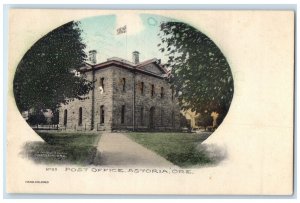 1908 Post Office Building Trees Astoria Oregon OR Posted Antique Postcard