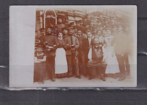 GERMANY, GROUP OF SOLDIERS, BEER HALL, 1911 real photo ppc., BERLIN, local.