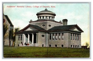 Postcard Andersons' Memorial Library College of Emporia Kans. Standard View Card 