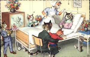Alfred Mainzer Cat Fantasy No. 4931 Hospital Ward Vintage Postcard
