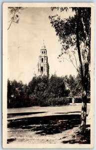 c1920s San Diego, CA Balboa Park RPPC Tower Photo PC Tartaria Antiquitech A99
