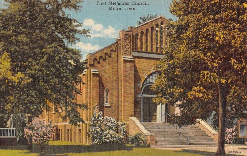 Milan Tennessee First Methodist Church Linen Antique Postcard K11272