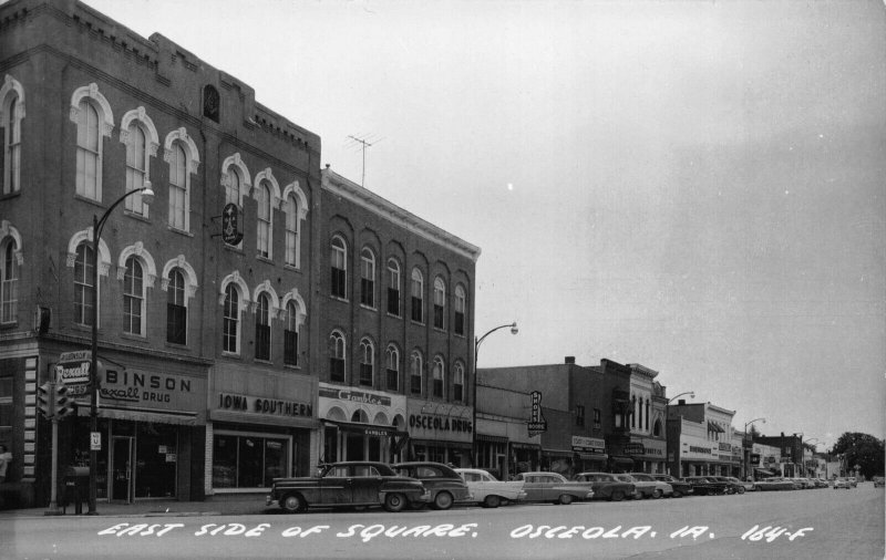 Real Photo Postcard East Side of Square in Osceola, Iowa~121293 