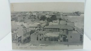 Vintage Postcard Aerial View of Port Said Town and Harbour Egypt