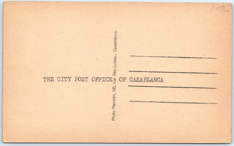 c1930s Casablanca, Morocco L'Hotel des Postes Post Office Street Scene Cars A340