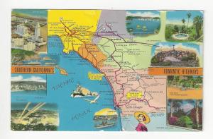 USA Postcard - Southern California's Romantic Highways - Crease -Sm Tear - (AN6)