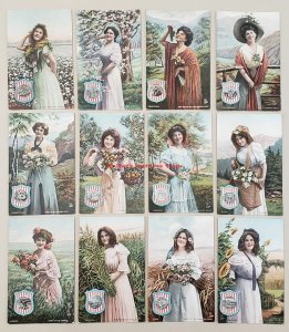 44 Postcard Tuck No 2669 State Belles Women with Flowers 1908