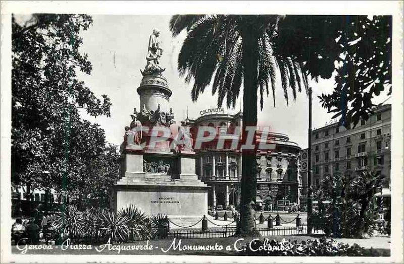 Postcard Modern Genoa (Genova) Acquaverde Square Monument C Colambo