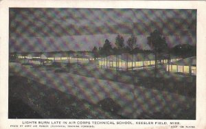 Postcard Lights Burn Late Air Corps Technical School Keesler Field MS