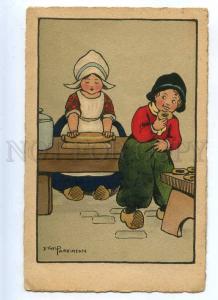 215747 KITCHEN Kids cook by Ethel PARKINSON Vintage postcard