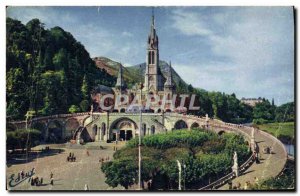 Old Postcard Lourdes Basilica and Esplanade