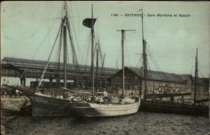 Ostende Belgium Ships at Dock c1910 Used Postcard