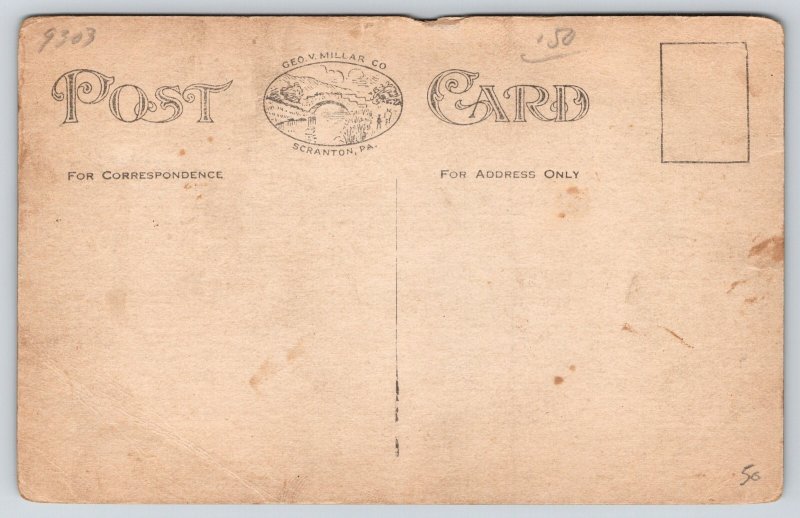 Buck Hill Pennsylvania~Fork in the State Road~Intersection~c1910 B&W Postcard