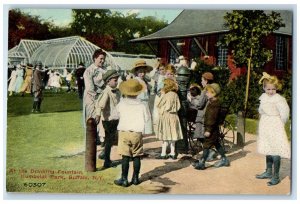 c1910's At The Drinking Fountain View Humboldt Park Buffalo New York NY Postcard 
