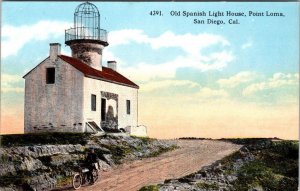 San Diego, CA California LIGHT HOUSE~Point Loma BICYCLE MAILMAN ca1910s Postcard