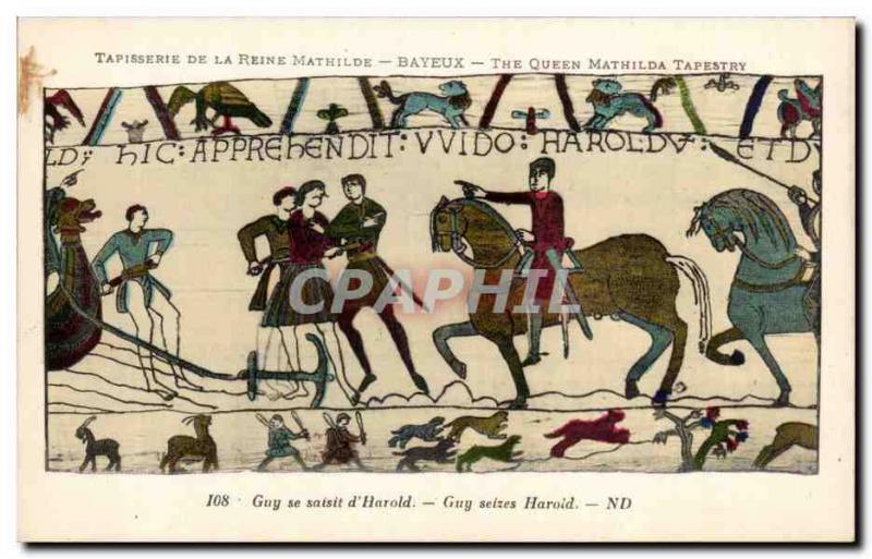 Postcard Old Bayeux Tapestry Queen Guy grabbed d & # 39Harold