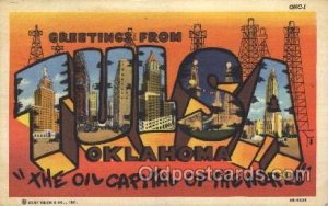 Tulsa, Oklahoma, USA Large Letter Town 1957 