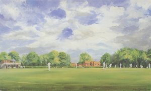 Broadhalfpenny Down Hambledon Cricket Ground Painting Postcard