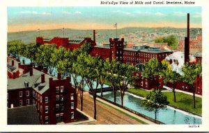 Maine Lewiston Birds Eye View Of Mills and Canal Curteich