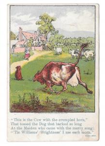 Victorian Trade Card Glastonbury CT D.W. Williams Soaps Cow w Crumpled Horn