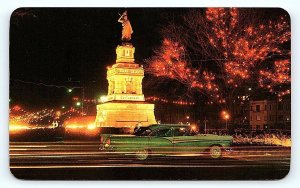 MEXICO CITY, DF Mexico ~ c1950s Car ~ CUAUHTEMOC MONUMENT at Night Postcard