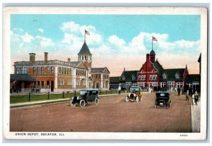 Decatur Illinois IL Postcard Union Depot Exterior Building 1935 Vintage Antique