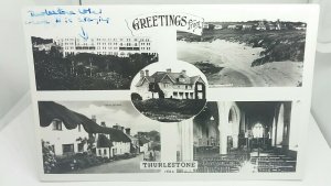 Old Multiview RP Postcard Thurlestone Hotel Downs Hotel Village Church RealPhoto