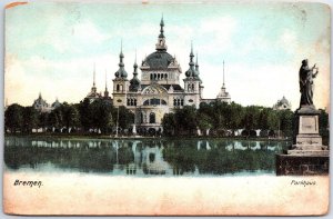 VINTAGE POSTCARD CITY PARK AND LAKE SCENE AT THE BREMEN PARKHAUS GERMANY 1900s