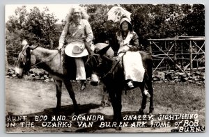 RPPC Arkansas AR Van Buren Bob Burns Aunt Boo Grandpa Snazzy Mules Postcard I23