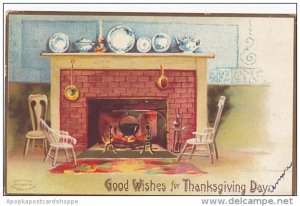 Clapsaddle Thanksgiving Fireplace Scene 1908